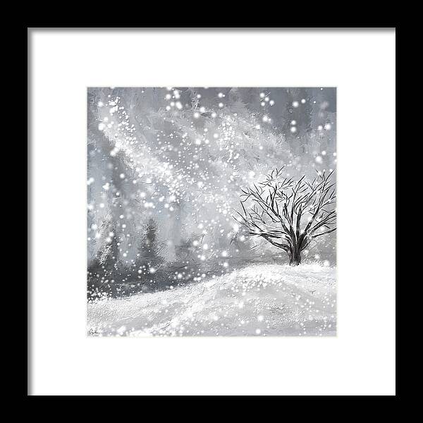 Four Seasons Framed Print featuring the painting Winter- Four Seasons Painting by Lourry Legarde