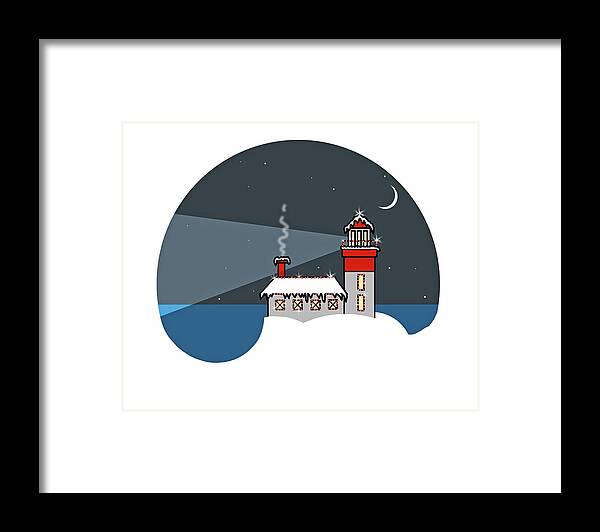 Snow Framed Print featuring the photograph Winter Lighthouse by Deb Perry