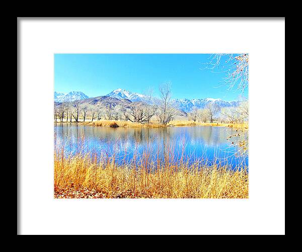Sky Framed Print featuring the photograph Winter Mill Pond Style by Marilyn Diaz