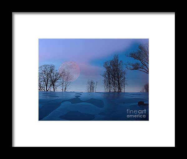 Winter Framed Print featuring the photograph Winter Moon by Mim White