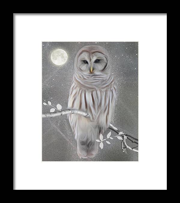 Winter Owl Framed Print featuring the digital art Winter Owl by Nina Bradica