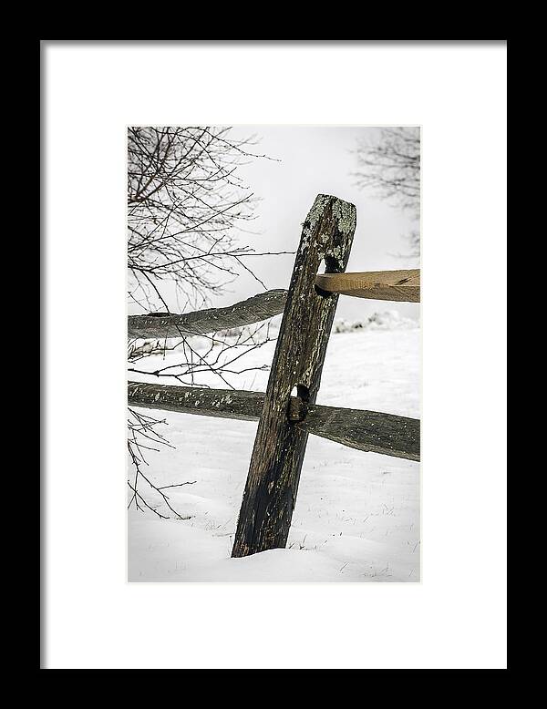 Winter Framed Print featuring the photograph Winter Rail Fence by Robert Mitchell