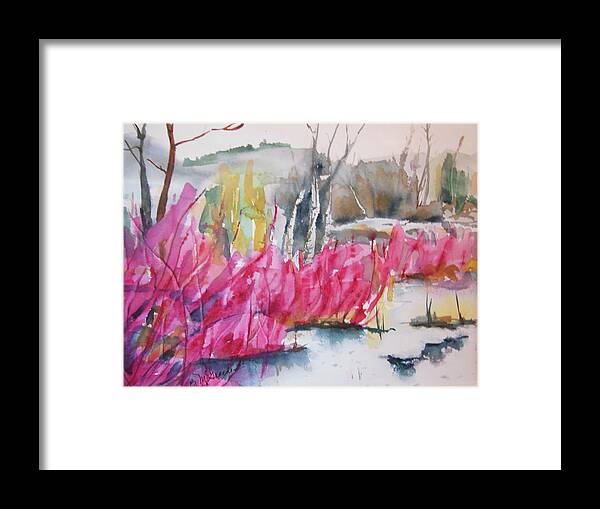 Winter Framed Print featuring the painting Winter Redtwig Dogwoods by Barbara McGeachen