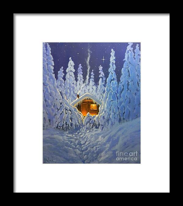 Landscape Framed Print featuring the painting Winter Retreat by Paul K Hill
