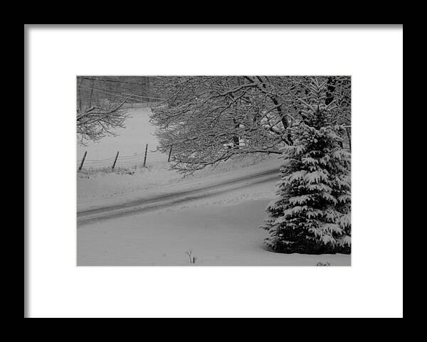 Snow Framed Print featuring the photograph Winter Road by Lois Lepisto