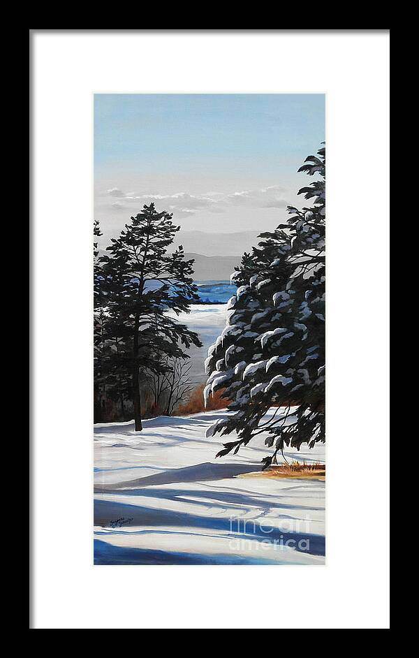 Winter Scene Framed Print featuring the painting Winter Serenity by Suzanne Schaefer