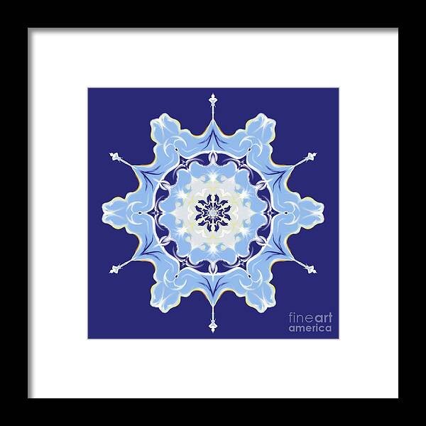 Kaleidoscope Framed Print featuring the digital art Winter Snowflake Abstract by MM Anderson