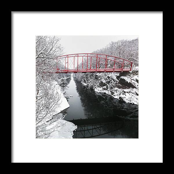 Historic Bridge Framed Print featuring the photograph Winter Solitude Square by Bill Wakeley