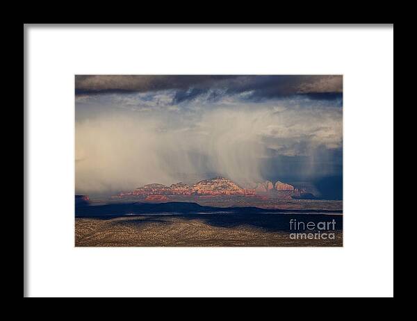 Sedona Framed Print featuring the photograph Winter Storm approaches Sedona by Ron Chilston