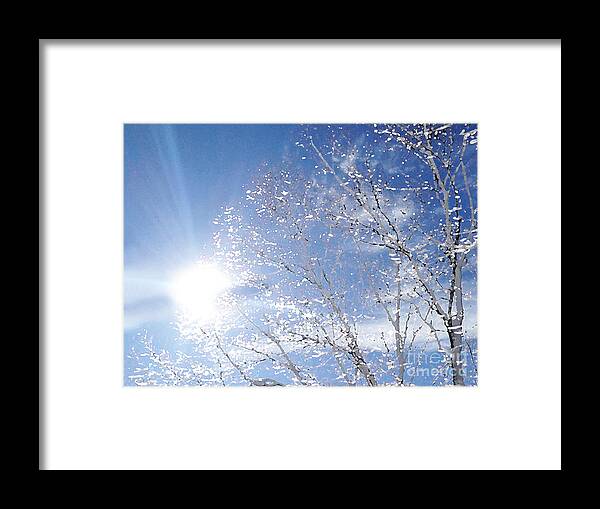 Blue Sky Framed Print featuring the digital art Winter Sun by Lynellen Nielsen