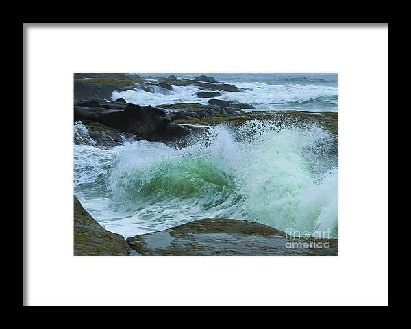 Seascape Framed Print featuring the photograph Winter Wave by Jeanette French