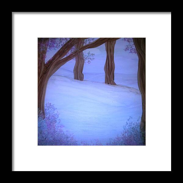 Landscape Framed Print featuring the painting Winter Woods by Kelly Dallas