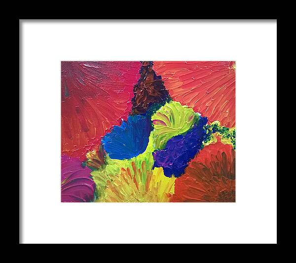 Abstract Framed Print featuring the painting WinterBlooms by Deb Mayer