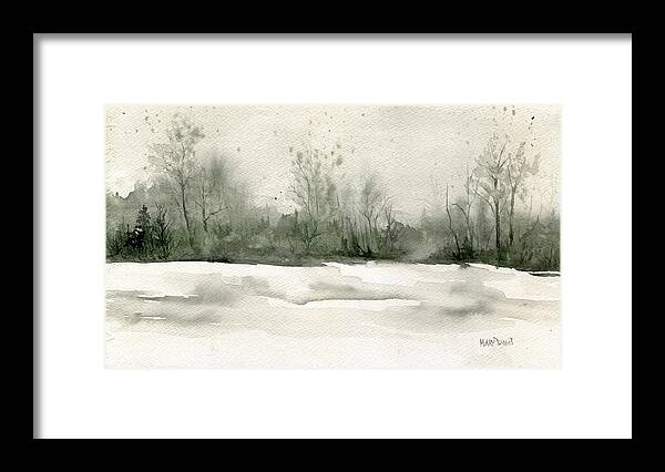Simple Framed Print featuring the painting Winter's Depth by Mary Tuomi