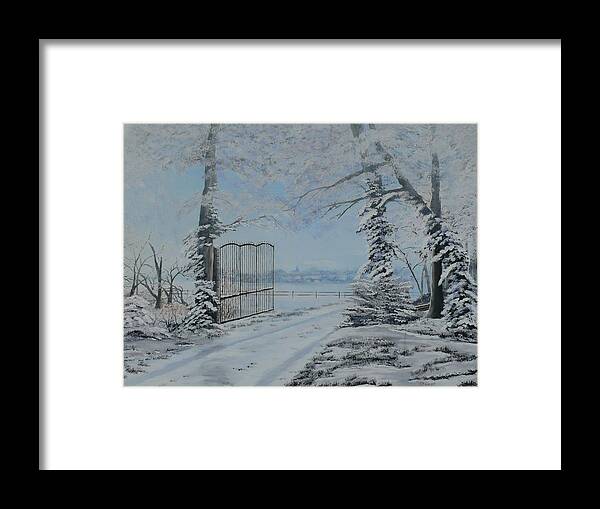 Snow Framed Print featuring the painting Winter's Grip by William Stewart