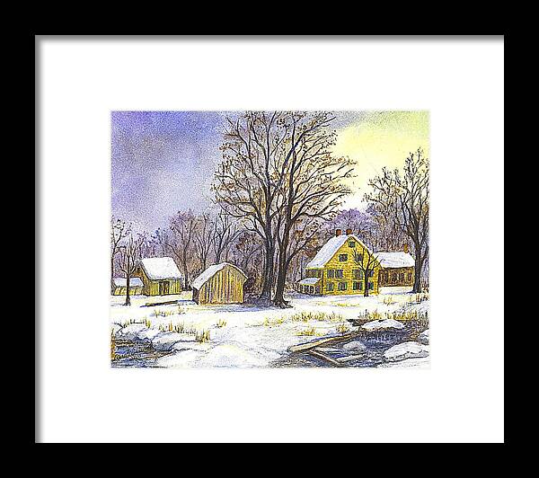 Christmas Cards Framed Print featuring the painting Wintertime in The Country by Carol Wisniewski