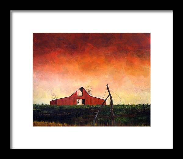 Rural Landscape Framed Print featuring the painting Wired Down by William Renzulli