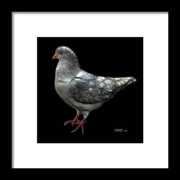 Pigeon Framed Print featuring the digital art Wired Pigeon - 5489 - James Ahn by James Ahn
