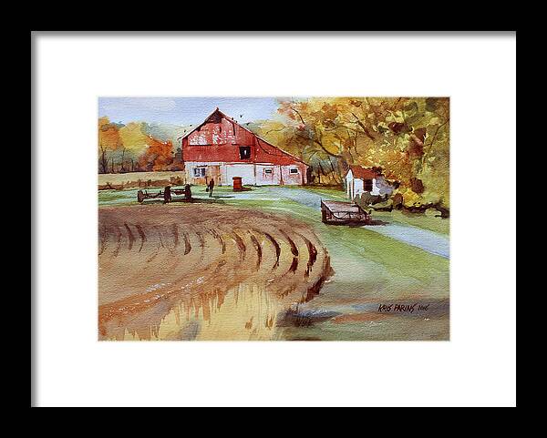 Kris Parins Framed Print featuring the painting Wisconsin Barn by Kris Parins