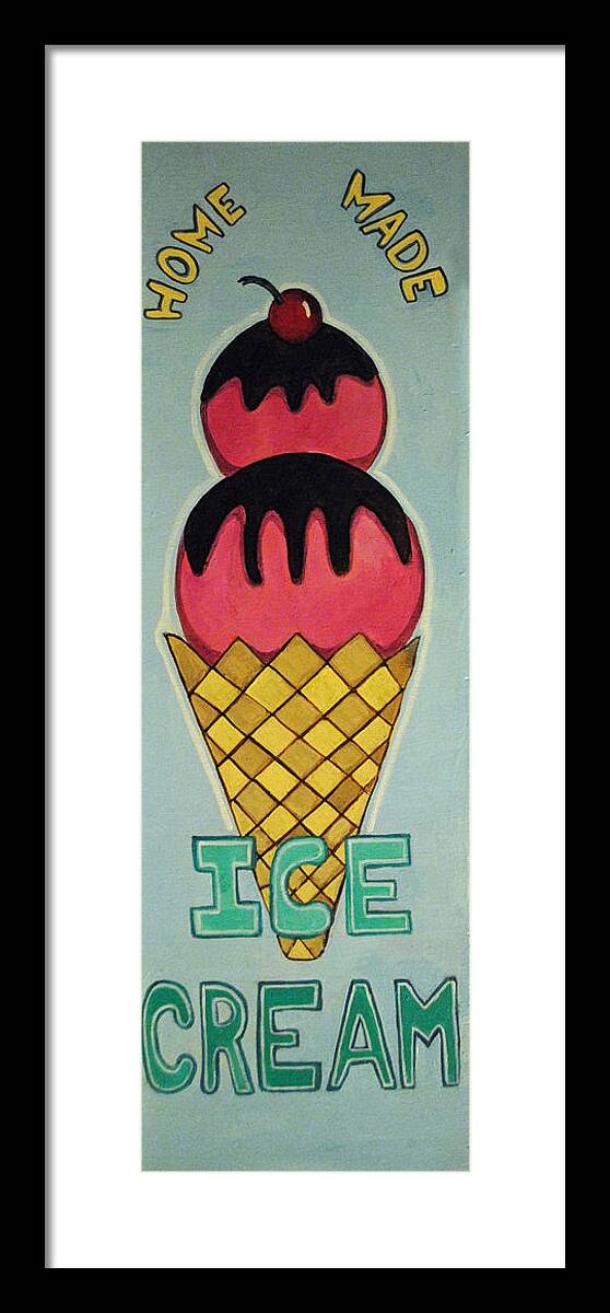 Ice Cream Signs Framed Print featuring the painting With a Cherry on Top by Patricia Arroyo