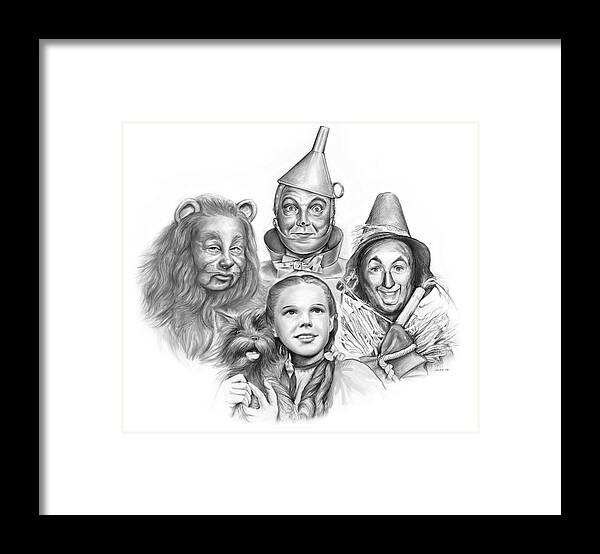 Wizard Of Oz Framed Print featuring the drawing Wizard of Oz by Greg Joens