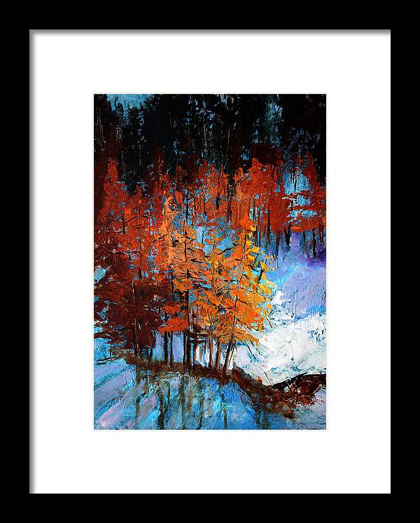 Abstract Winter Landscape Framed Print featuring the painting Wolf Country by Nancy Merkle