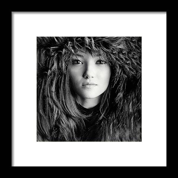 Fur Framed Print featuring the photograph Wolf Girl by Oren Hayman