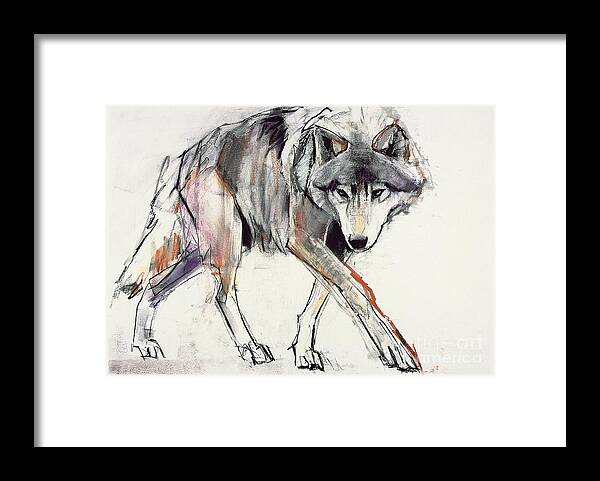 Wolf Framed Print featuring the painting Wolf by Mark Adlington