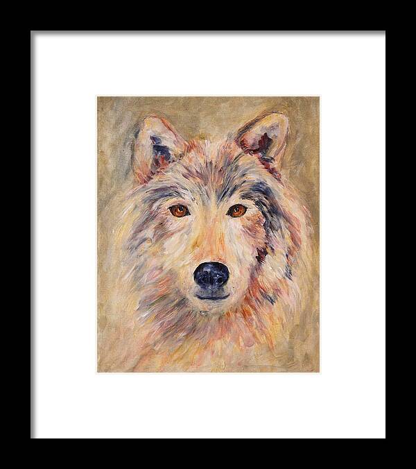 Wolf Framed Print featuring the painting Wolf by Sally Quillin