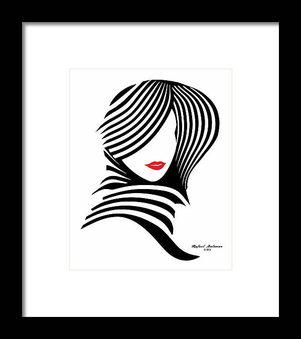 Black And White Framed Print featuring the digital art Woman Chic in Black and White by Rafael Salazar