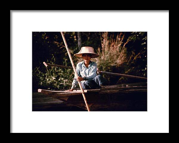 Thailand Framed Print featuring the photograph Woman in Boat by John Warren