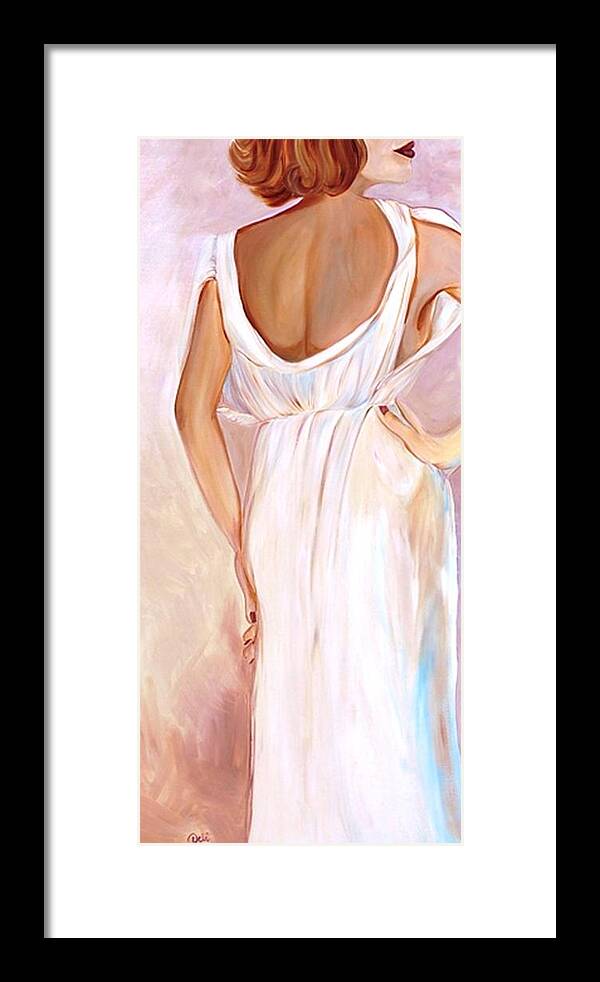 Woman Framed Print featuring the painting Woman in White by Debi Starr