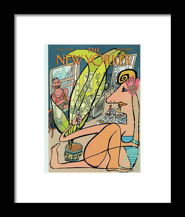 Drink Framed Print featuring the painting New Yorker August 1st, 1994 by Javier Mariscal