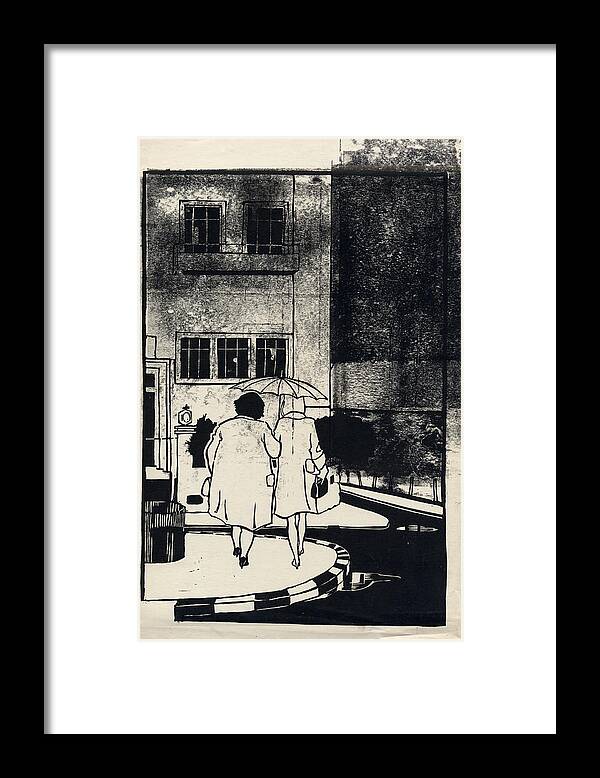 Syria Framed Print featuring the painting Women Walking in Aleppo Street by Mamoun Sakkal