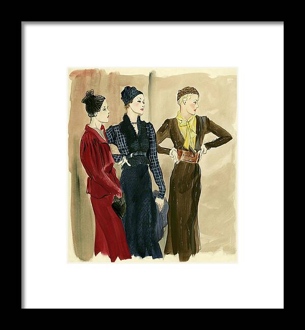 Fashion Framed Print featuring the digital art Women Wearing Schiaparelli by Rene Bouet-Willaumez