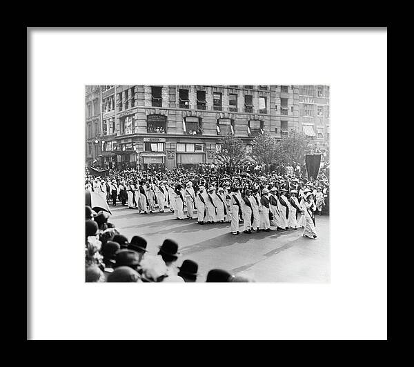 1913 Framed Print featuring the photograph Women's Rights Parade, 1913 by Granger