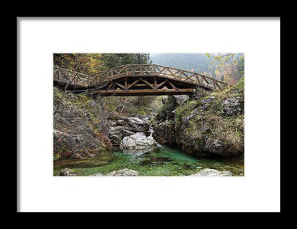 Waterfall Framed Print featuring the photograph Wooden Bridge by Andonis Katanos