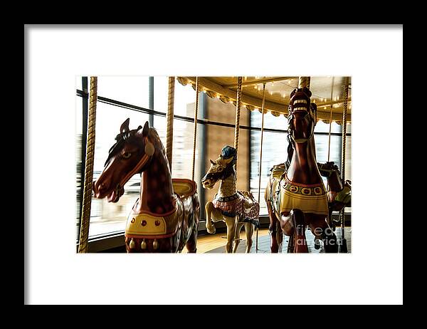 Marry Go Round Framed Print featuring the photograph Wooden Horses by Randall Cogle