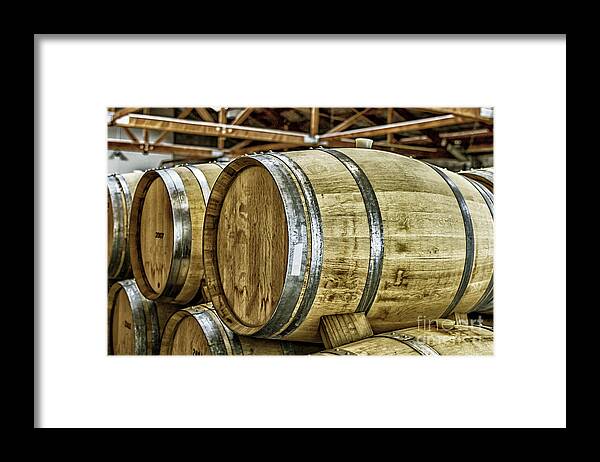Alcohol Framed Print featuring the photograph Wooden wine barrels by Patricia Hofmeester