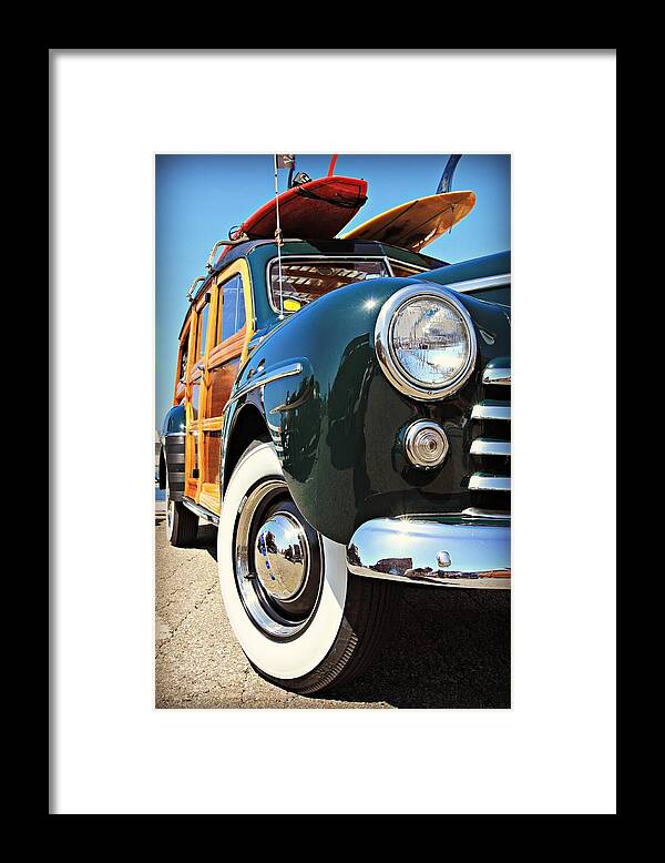Ford Framed Print featuring the photograph Woodie on the Wharf by Steve Natale