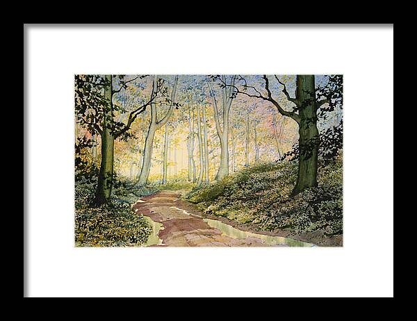 Watercolour Framed Print featuring the painting Woodland Trail at Sledmere by Glenn Marshall