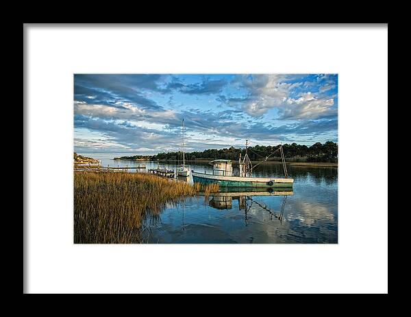 Apalachicola Bay Framed Print featuring the photograph Work Boat Apalachicola by Jurgen Lorenzen