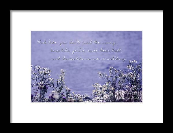 Interior Design Framed Print featuring the photograph Work Love Dance Poster - Purple 01 by Aimelle Ml