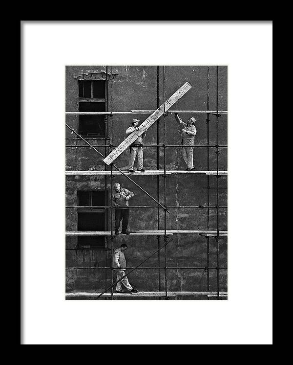 Construction Framed Print featuring the photograph Workers 2 by Violeta Milutinovic
