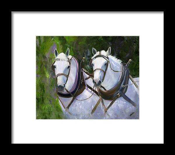 Equine Framed Print featuring the painting Working Girls by Deborah Butts
