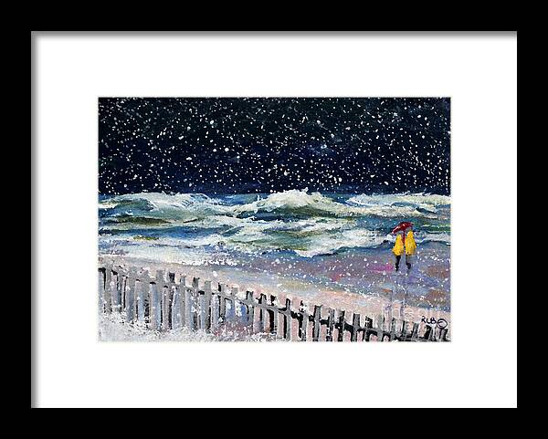 Storm Framed Print featuring the painting Worry About High Tide by Rita Brown