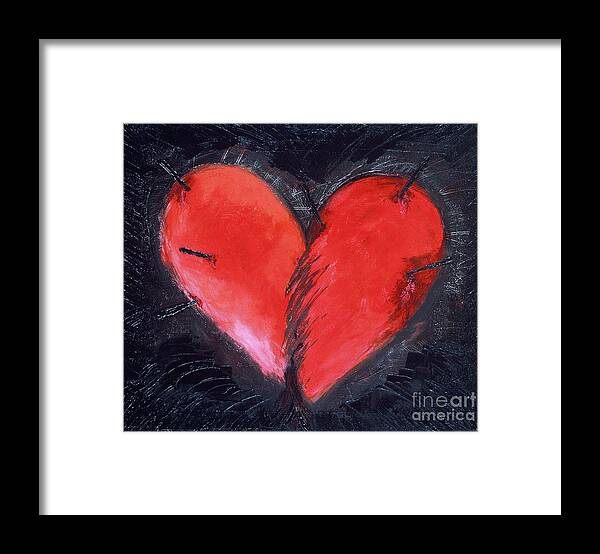 Heart Framed Print featuring the painting Wounded Heart by Karen Francis