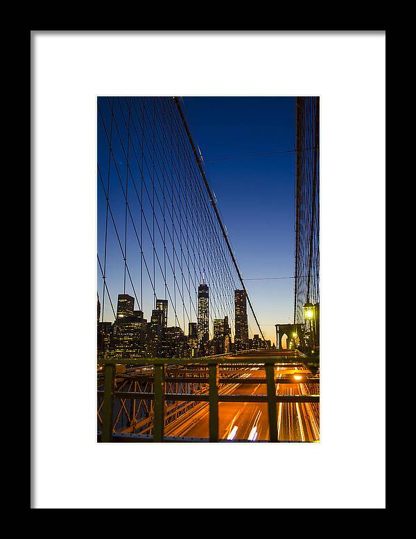 Wtc1 Framed Print featuring the photograph WTC1 from Brooklyn Bridge by GeeLeesa Productions