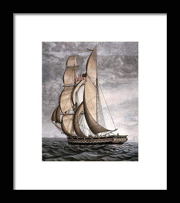 1816 Framed Print featuring the painting Yacht, 1816 by Granger