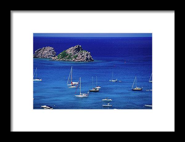 Sailboat Framed Print featuring the photograph Yachts Moored In Corossol Bay by Richard I'anson